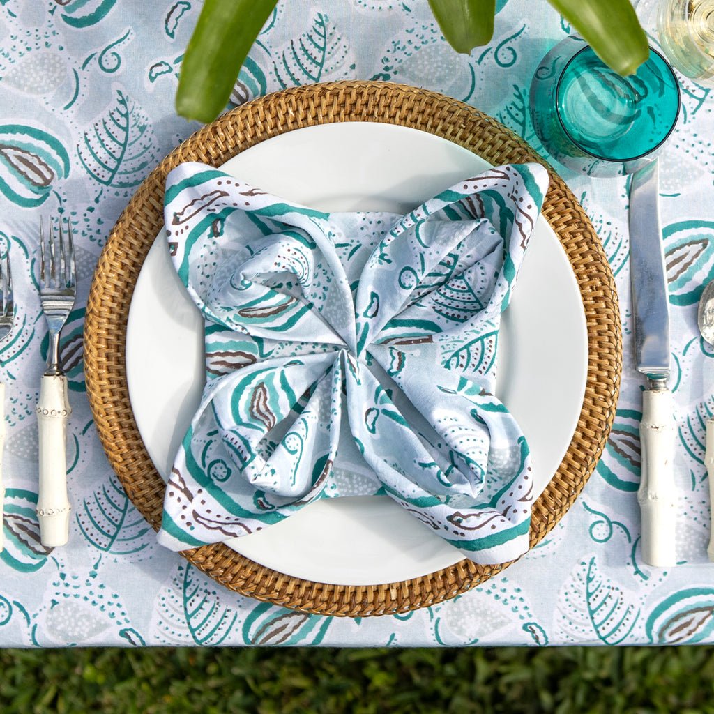 Paisley Vine Aqua Napkin | Set of 4 - Pomegranate