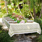 Palm Tree Green Hand Block Printed Cotton Tablecloth