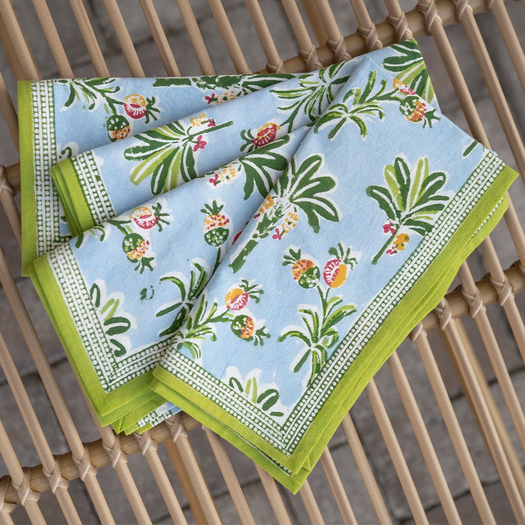 Floral patterned fabric on a woven surface