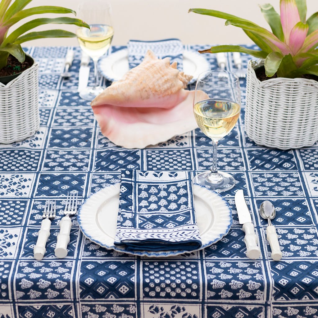 Pom Buti Patchwork Blue Napkin | Set of 4 - Pomegranate