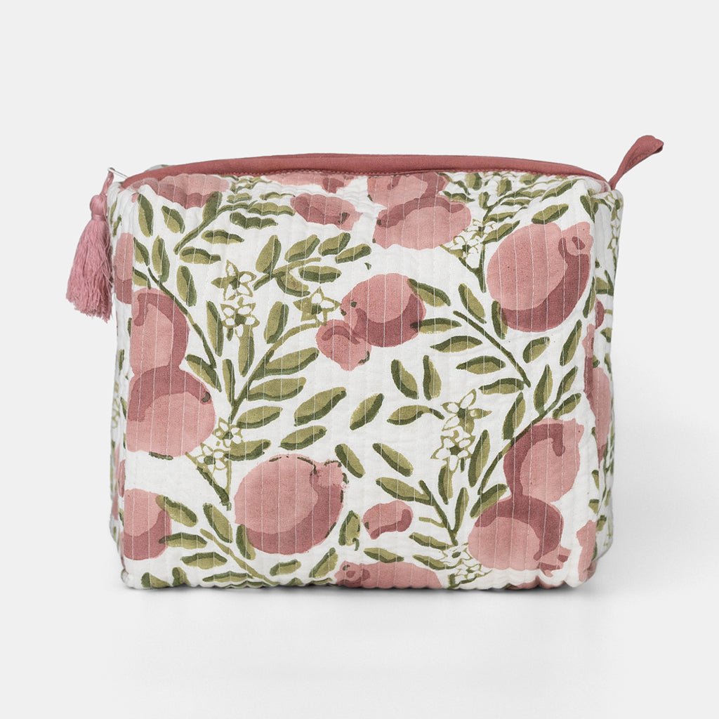 Pomegranate Vine Moss & Mauve Large Cosmetic Bag - Pomegranate