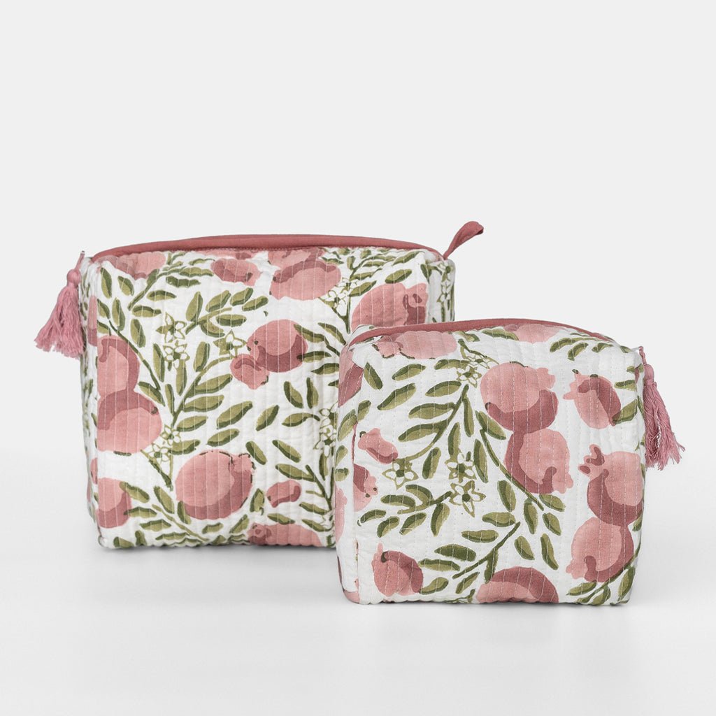 Pomegranate Vine Moss & Mauve Large Cosmetic Bag - Pomegranate
