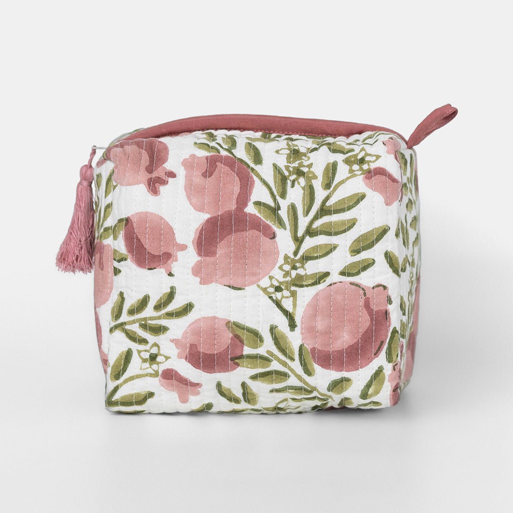 Pomegranate Vine Moss & Mauve Small Cosmetic Bag - Pomegranate