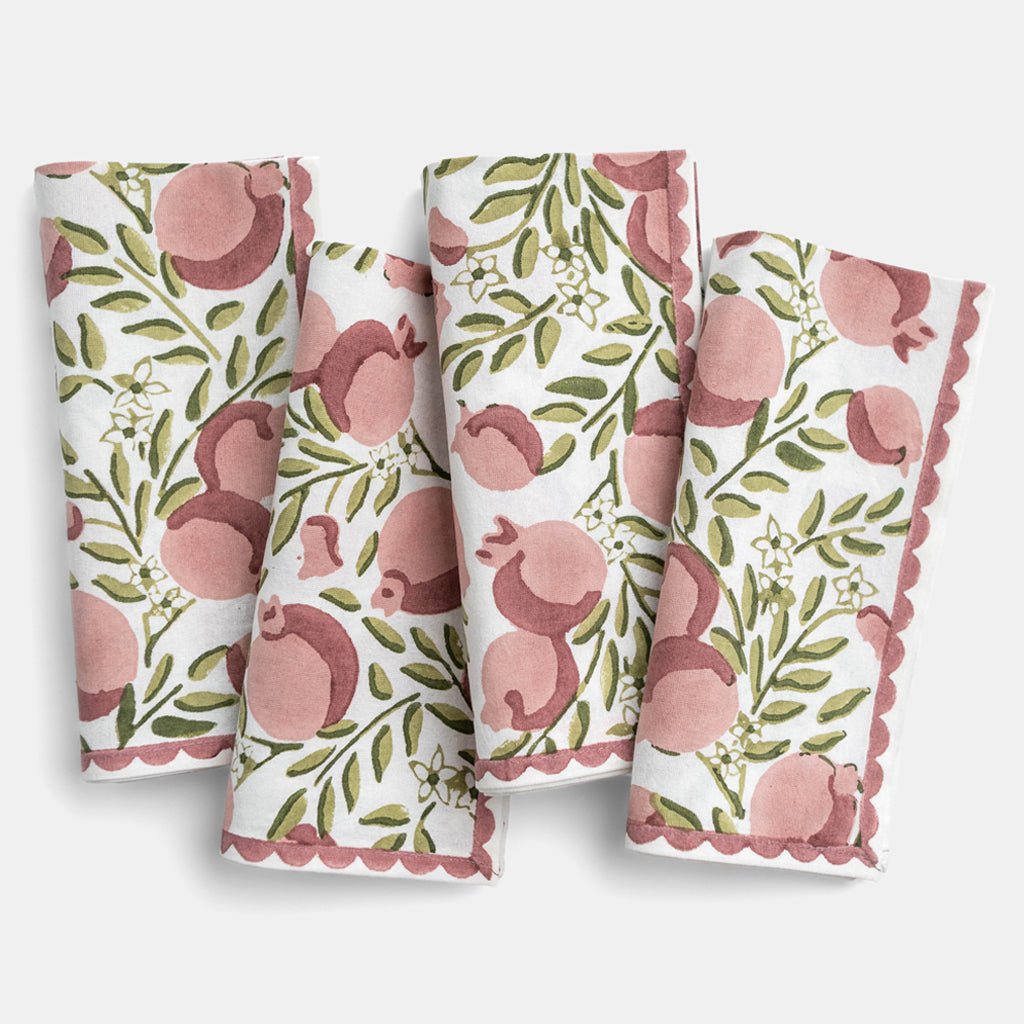 Pomegranate Vine Moss & Mauve Napkin | Set of 4 - Pomegranate