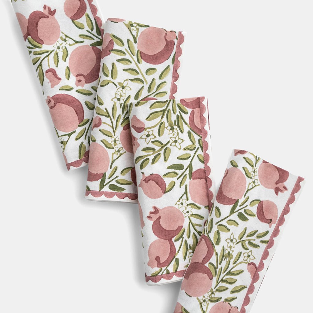 Pomegranate Vine Moss & Mauve Napkin | Set of 4 - Pomegranate