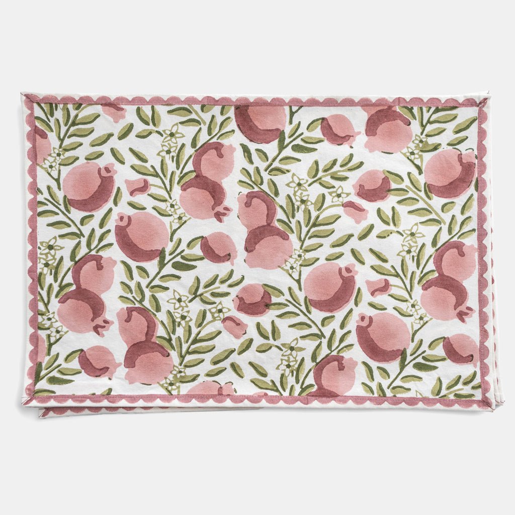 Pomegranate Vine Moss & Mauve Placemat | Set of 4 - Pomegranate