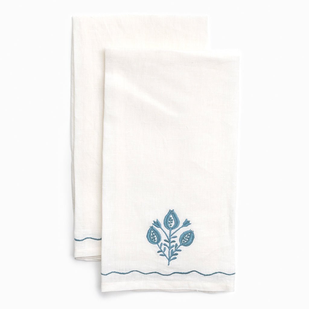 Pomegranate Trio Teal Linen Tea Towels - Pomegranate
