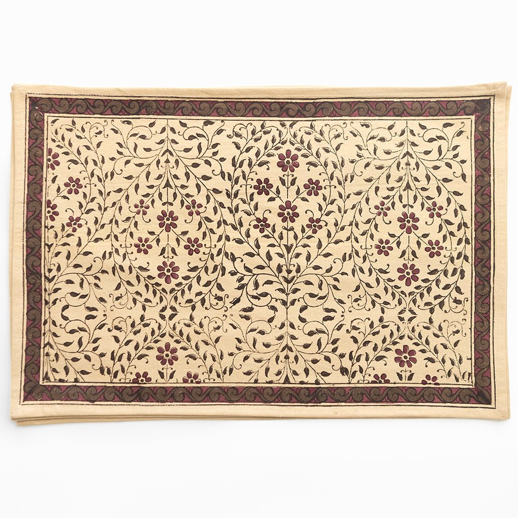 Decorative placemat with floral pattern on a white background