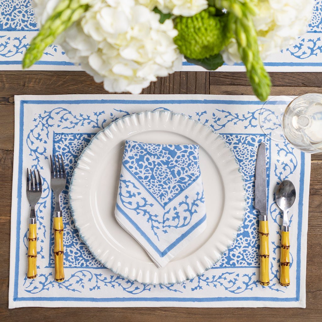 Tapestry Sky Blue Placemat | Set of 4 - Pomegranate