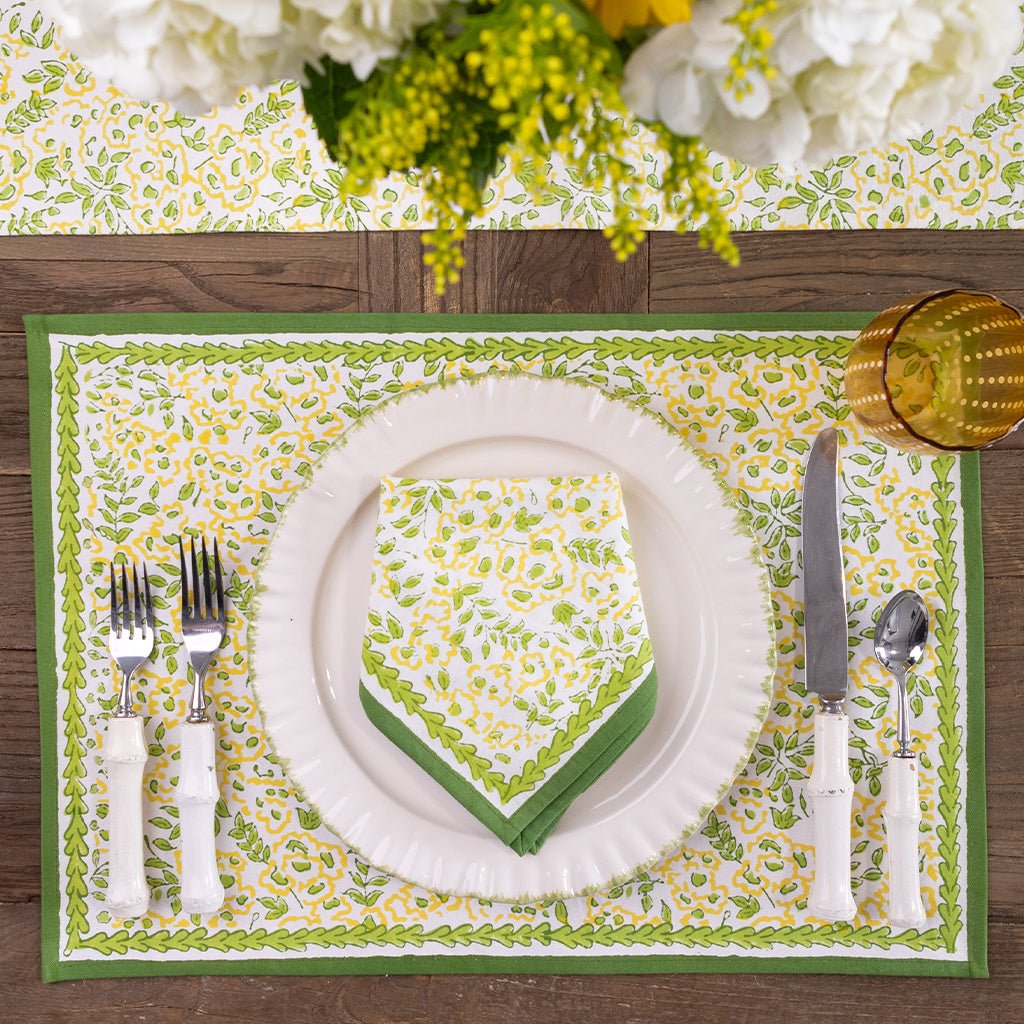 Wild Primrose Yellow & Green Placemat | Set of 4 - Pomegranate