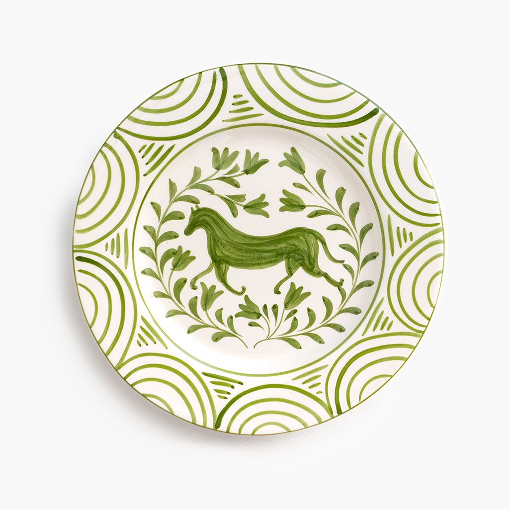Green Horse Dinner Plate | Set of 2 - Pomegranate