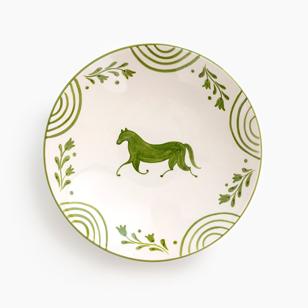 Green Horse Salad Serving Bowl - Pomegranate