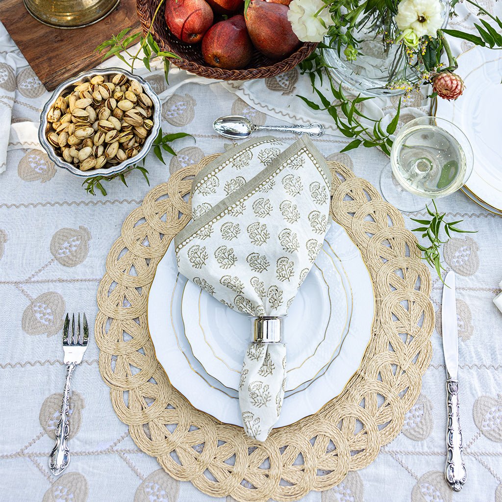 Anika Beige Napkin | Set of 4 - Pomegranate