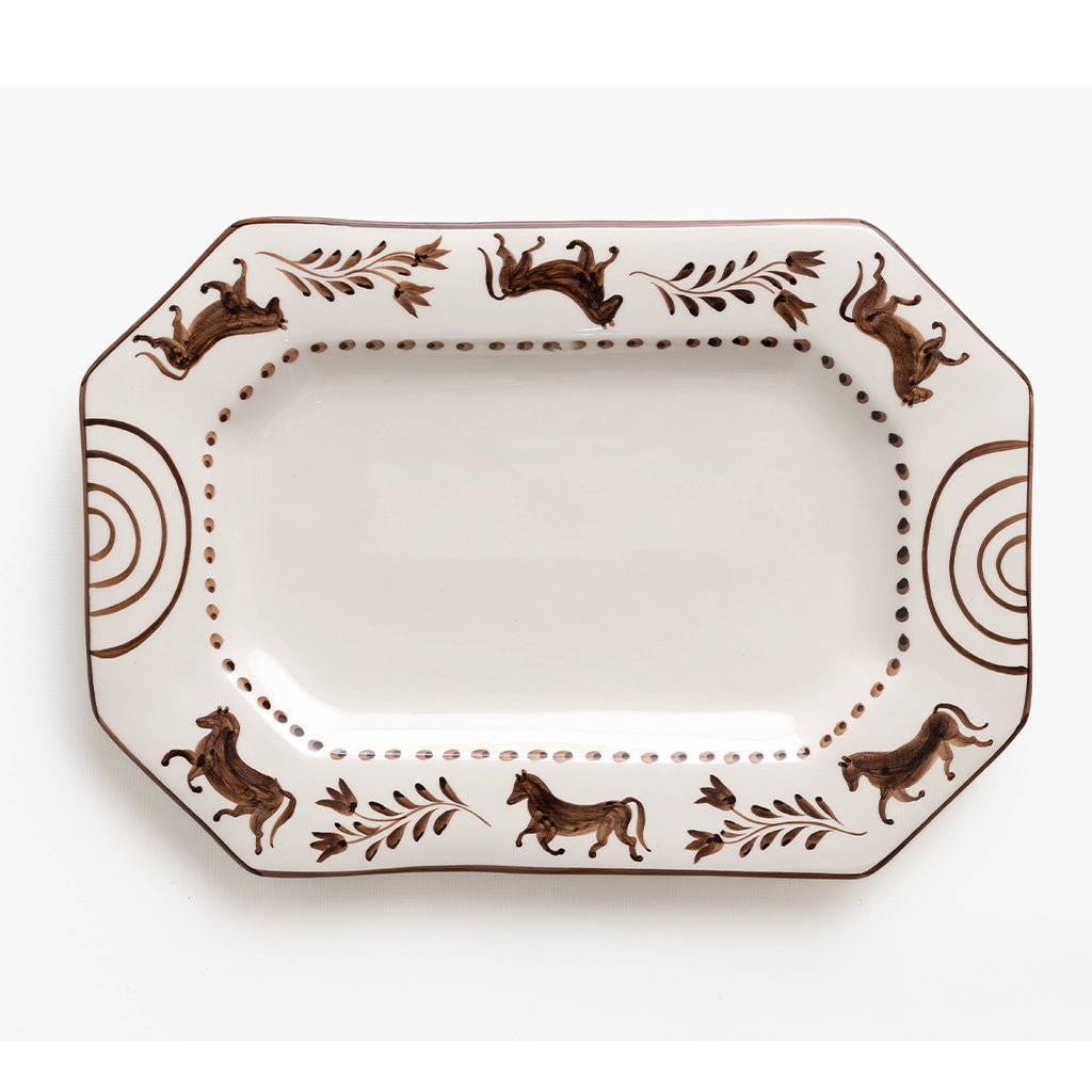 Brown Horse Rectangle Serving Platter - Pomegranate