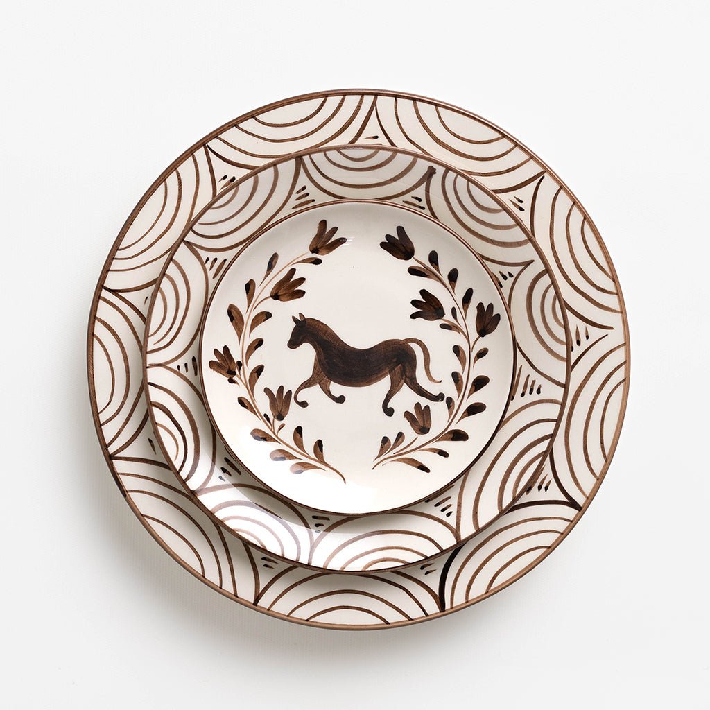 Brown Horse Dinner Plate | Set of 2 - Pomegranate