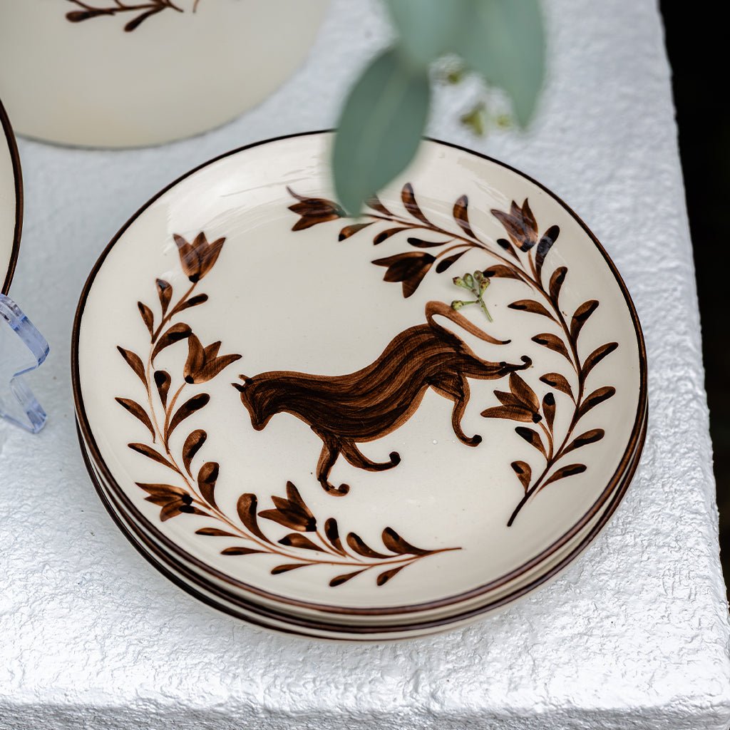 Brown Horse Appetizer Plate | Set of 4 - Pomegranate