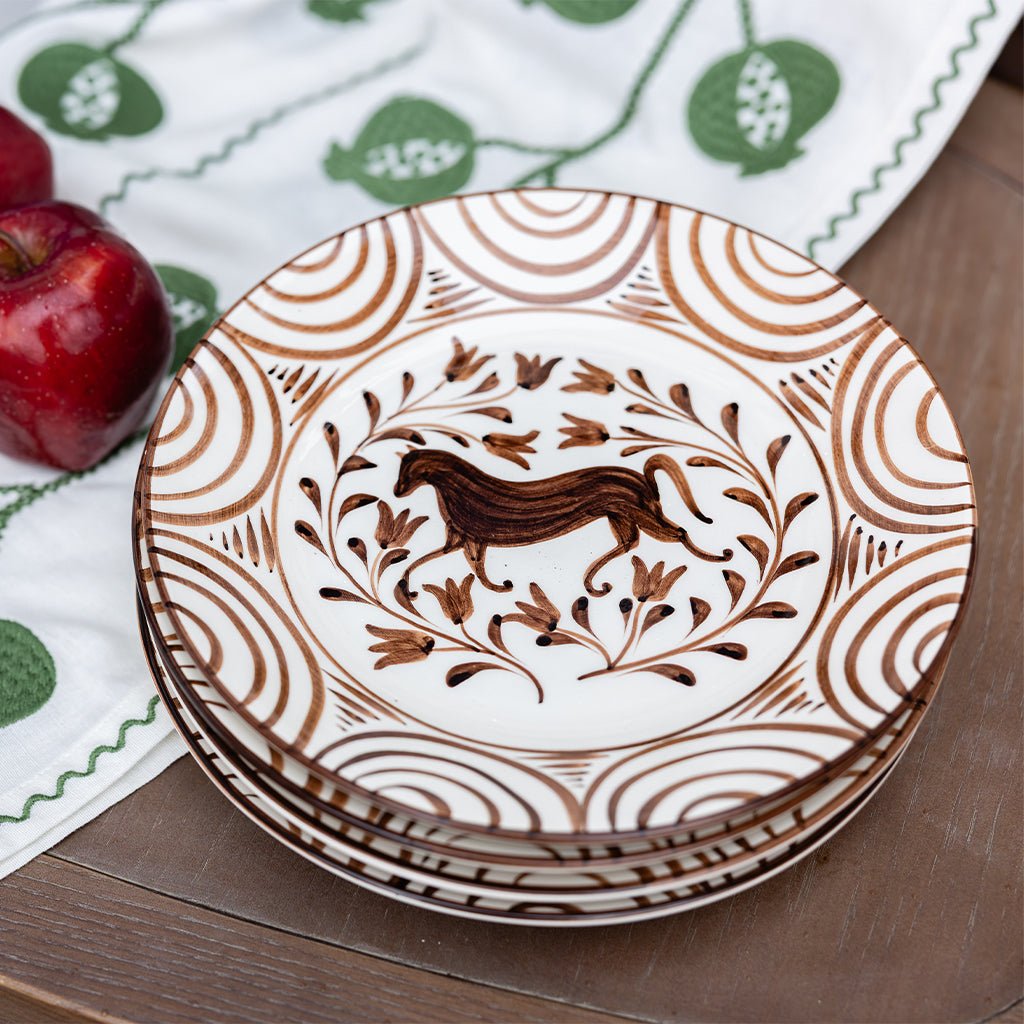 Brown Horse Dinner Plate | Set of 2 - Pomegranate