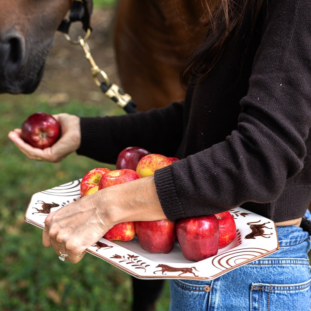 Brown Horse Rectangle Serving Platter - Pomegranate