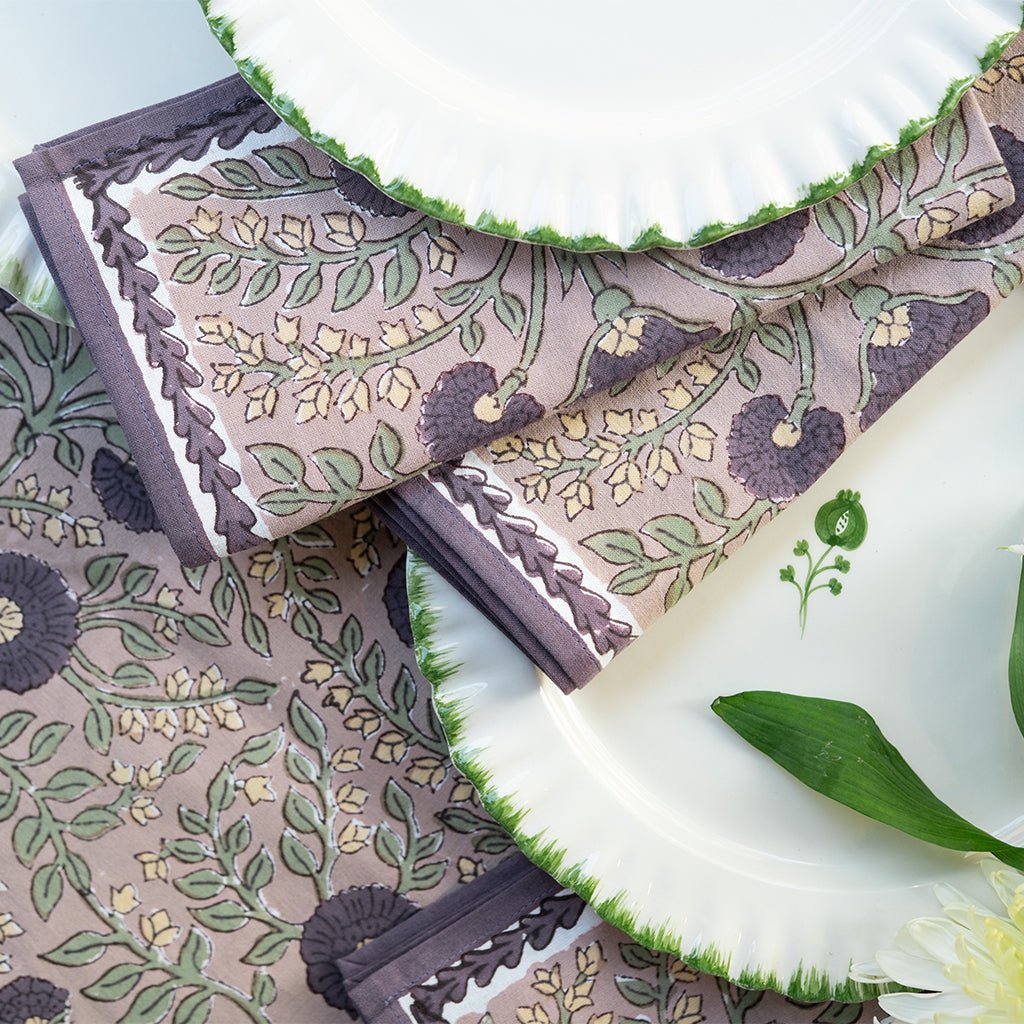 Cactus Flower Olive & Fig Napkin | Set of 4 - Pomegranate