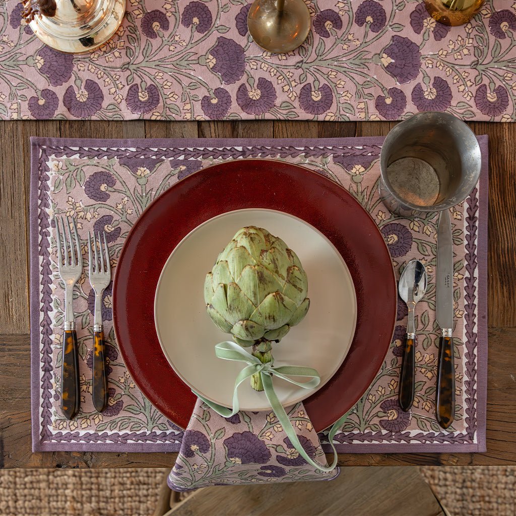Cactus Flower Olive & Fig Placemat | Set of 4 - Pomegranate