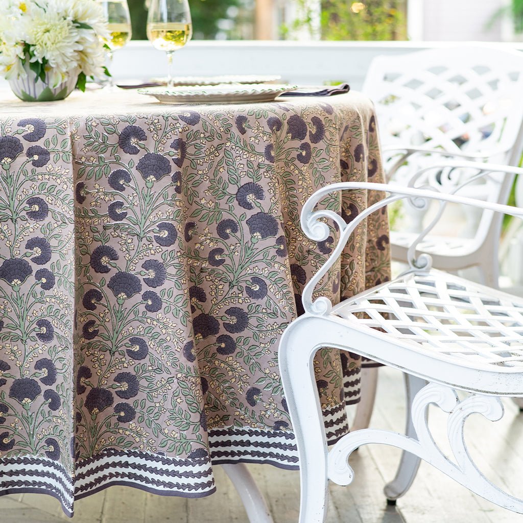 Cactus Flower Olive & Fig Tablecloth - Pomegranate