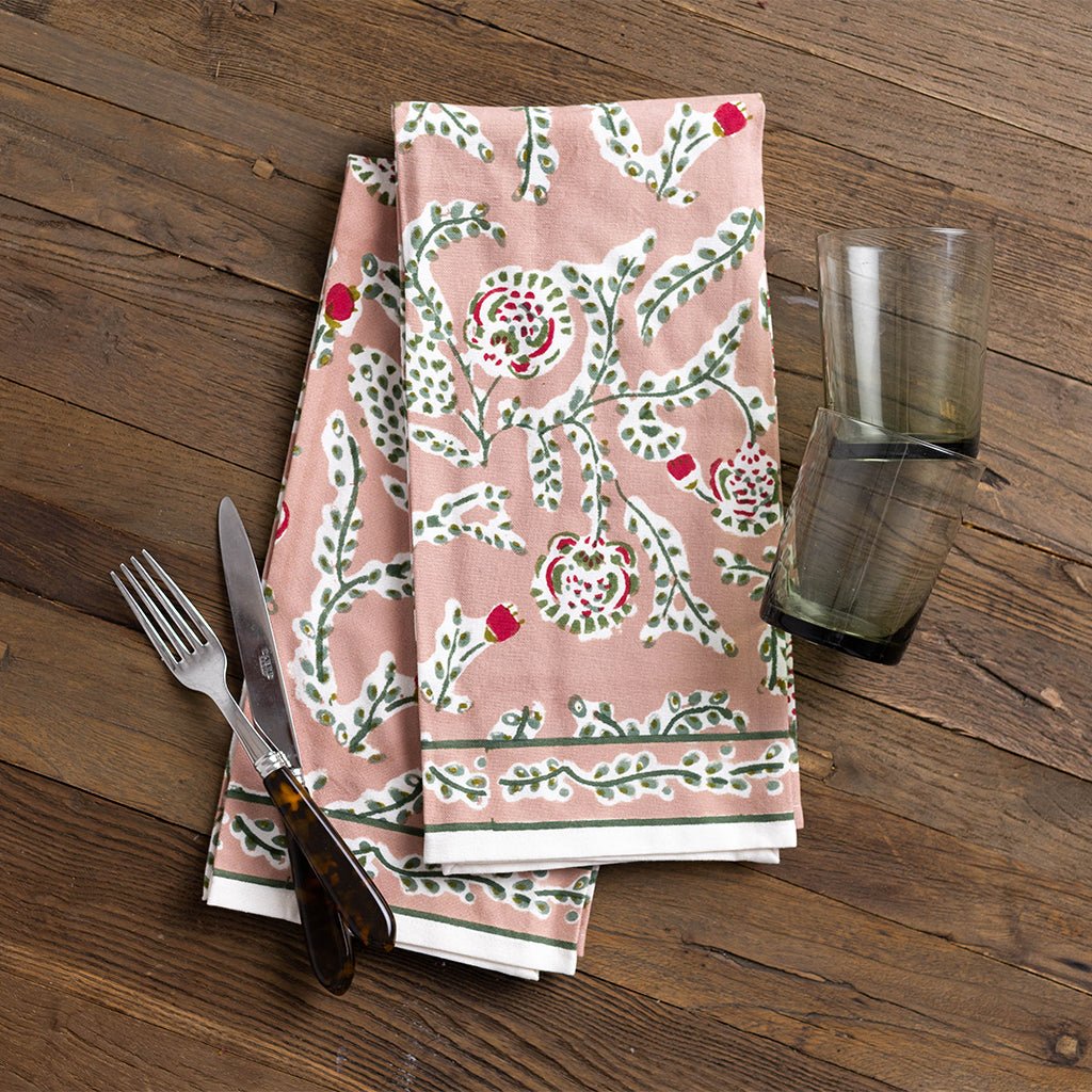 Climbing Dahlia Rosewood & Sage Tea Towels - Pomegranate