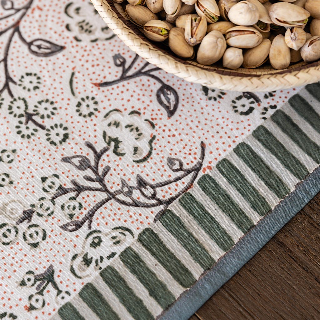 Floral & Berries Sage & Taupe Placemat | Set of 4 - Pomegranate