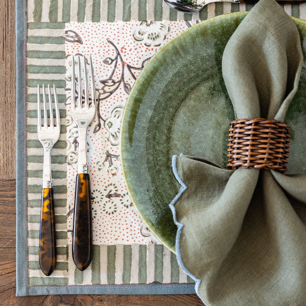 Floral & Berries Sage & Taupe Placemat | Set of 4 - Pomegranate