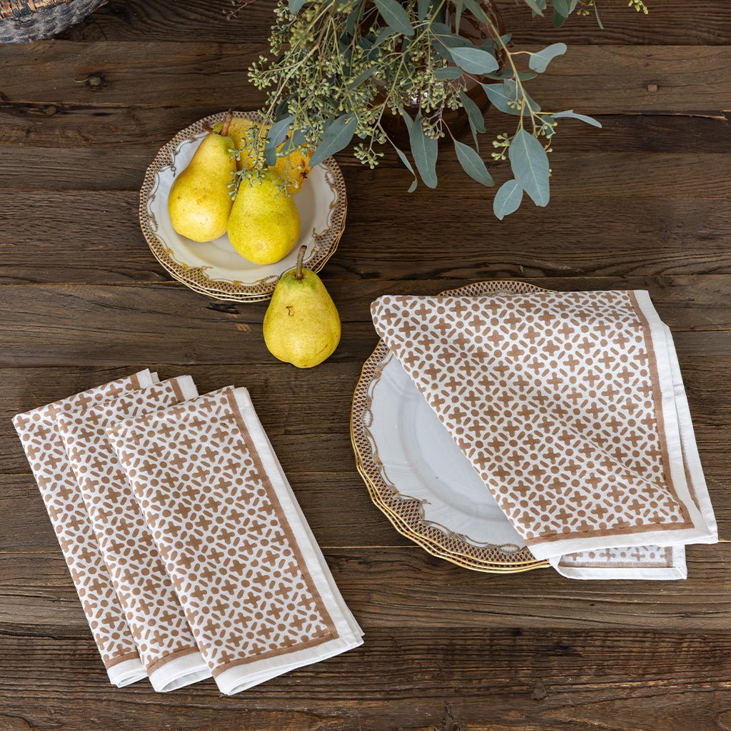 India Hicks Home Full Deck Dark Sand Napkin | Set of 4 - Pomegranate