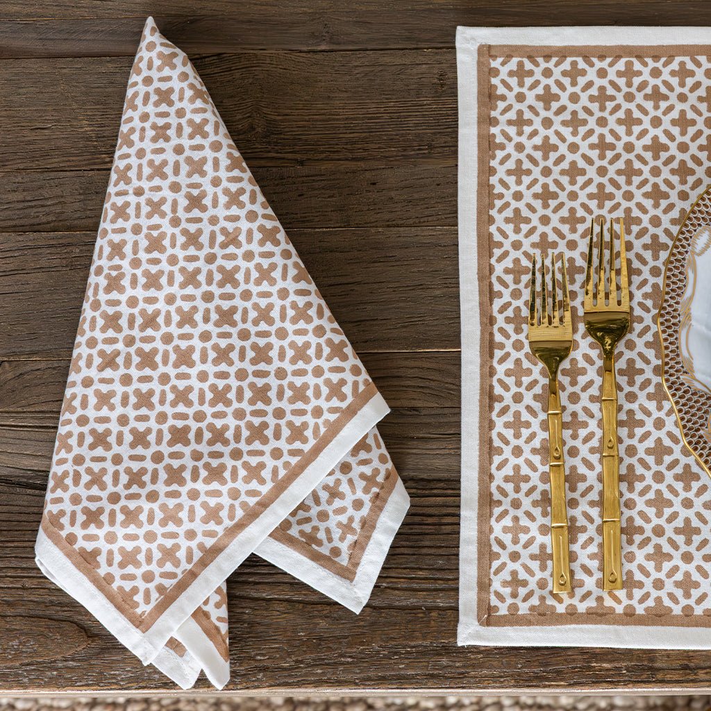 India Hicks Home Full Deck Dark Sand Napkin | Set of 4 - Pomegranate