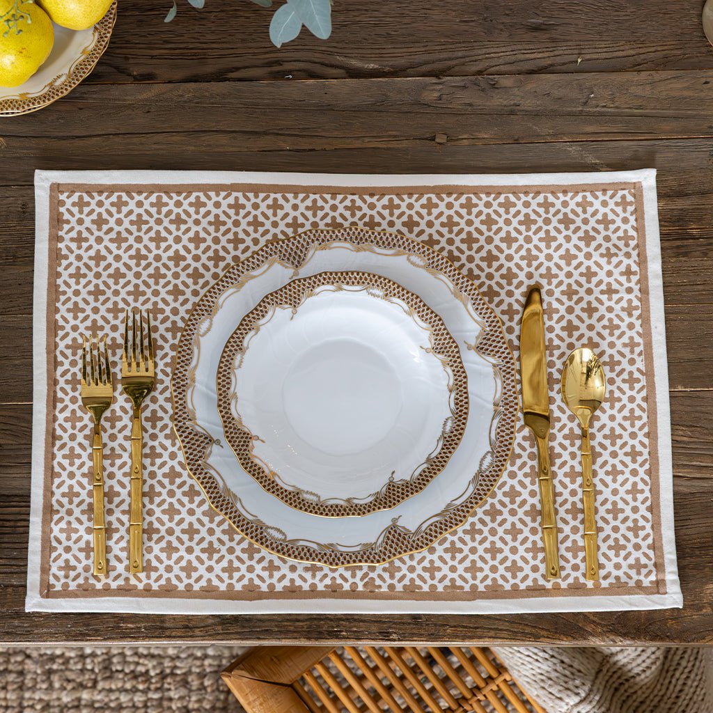 India Hicks Home Full Deck Dark Sand Placemat | Set of 4 - Pomegranate