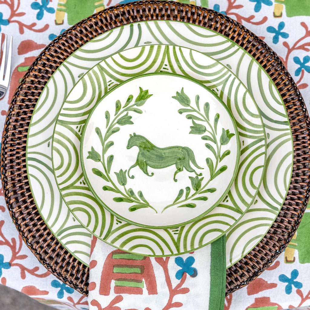 Green Horse Dinner Plate | Set of 2 - Pomegranate