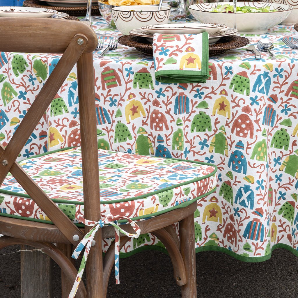 Jockey & Vine Seat Cushion | Set of 2 - Pomegranate