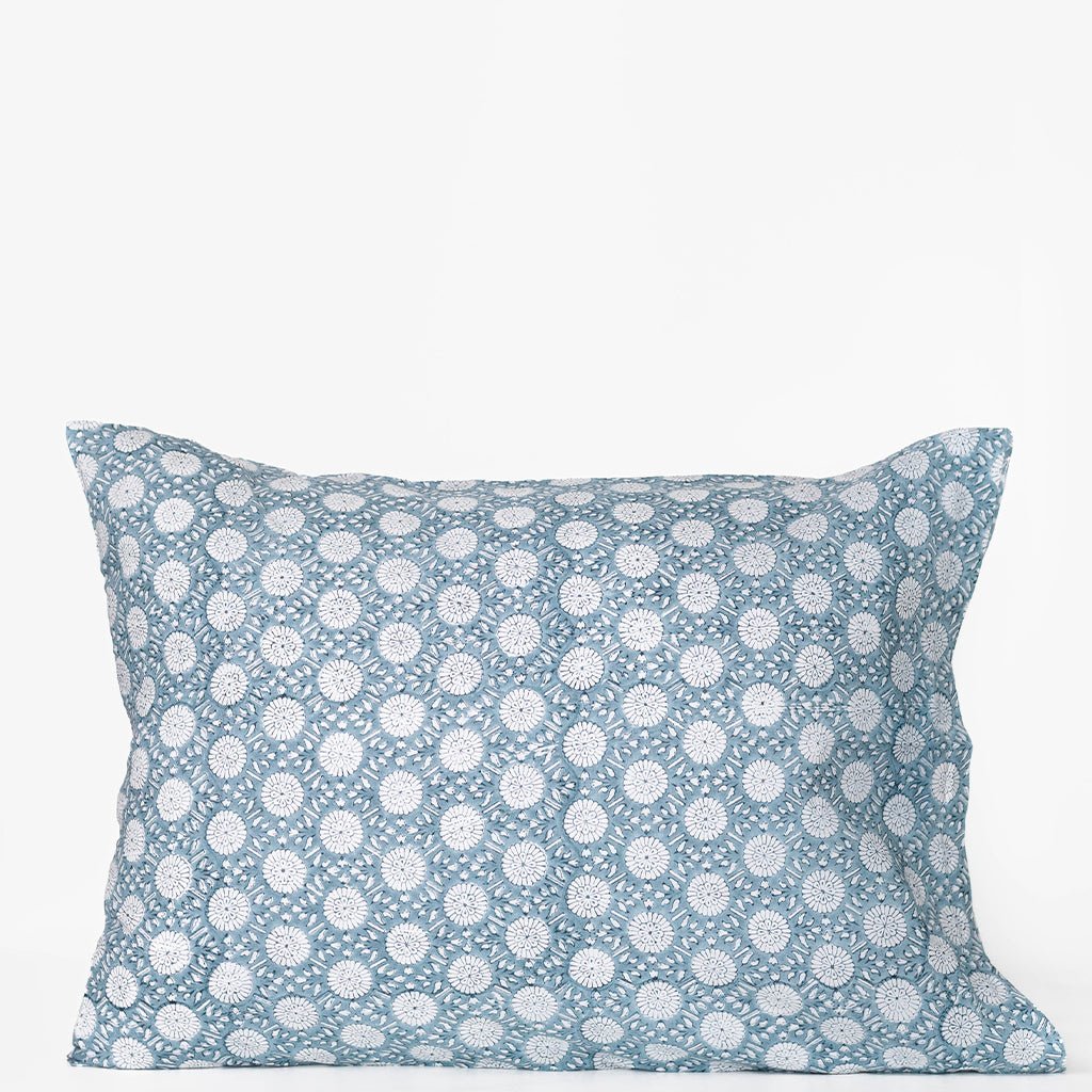 India Hicks Home Joker's Rosette & Full Deck Dusty Blue Pillowcase | Set of 2 - Pomegranate