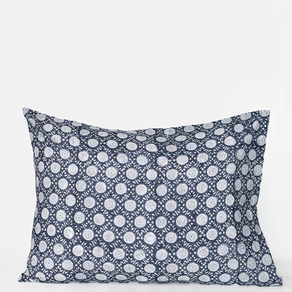 India Hicks Home Joker's Rosette & Full Deck Navy Pillowcase | Set of 2 - Pomegranate