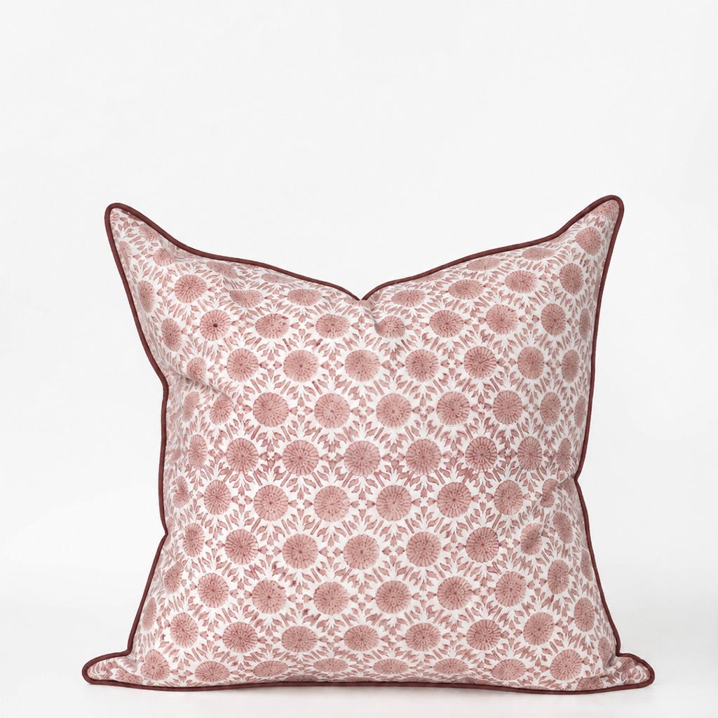 India Hicks Home Joker's Rosette & Full Deck Dusty Pink Decorative Pillow Cover - Pomegranate