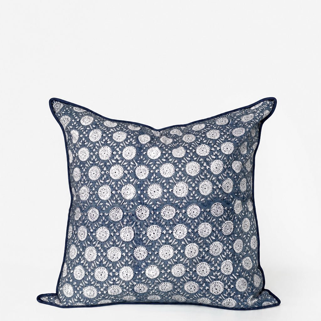 India Hicks Home Joker's Rosette & Full Deck Navy Decorative Pillow Cover - Pomegranate