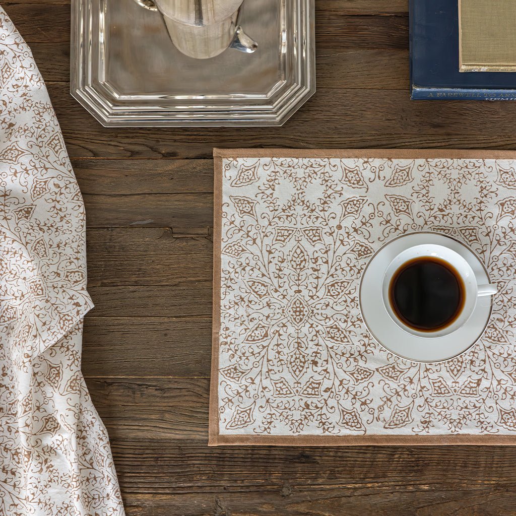 India Hicks Home King's Lace Dark Sand Placemat | Set of 4 - Pomegranate