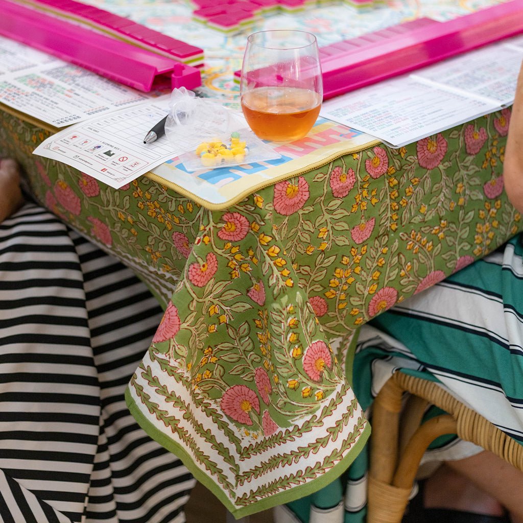 Cactus Flower Fern & Flamingo Tablecloth - Pomegranate