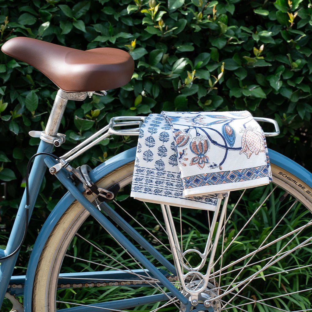 Peacock & Poms Blue & Elise Blue Tea Towel Mixed Set of 2 - Pomegranate