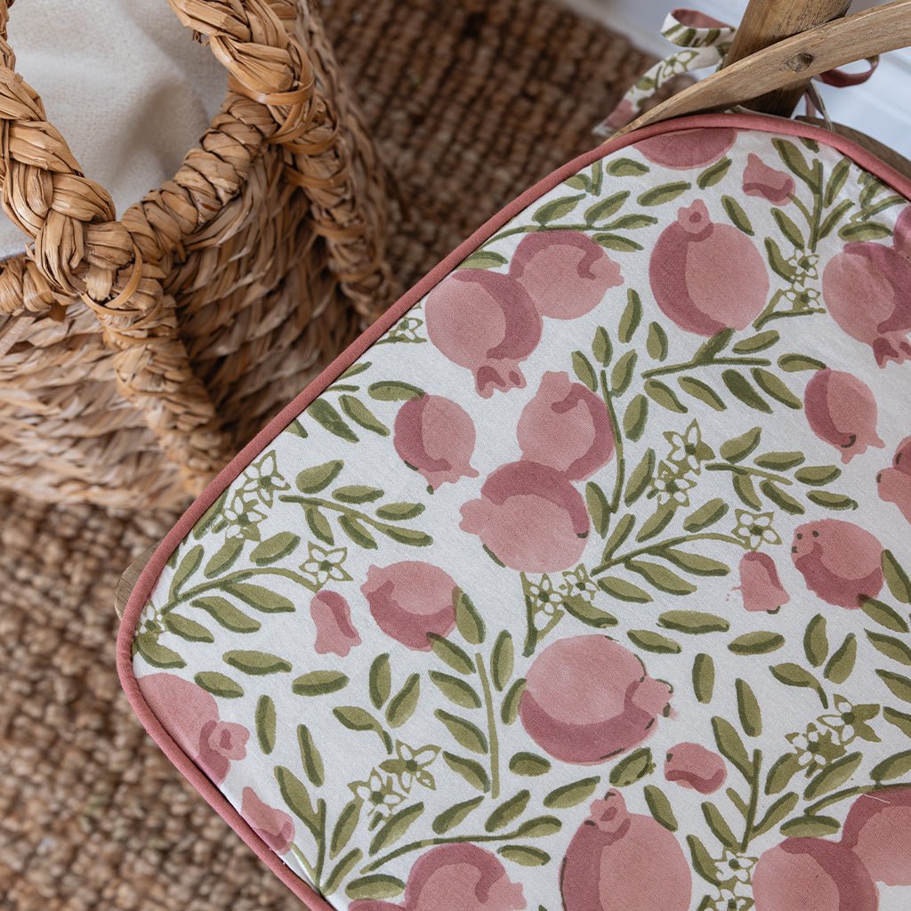 Pomegranate Vine Moss & Mauve Seat Cushion | Set of 2 - Pomegranate