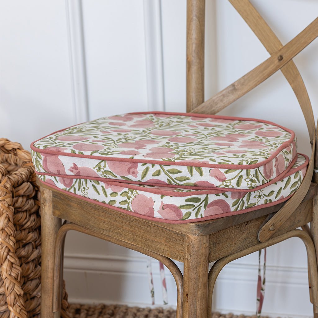 Pomegranate Vine Moss & Mauve Seat Cushion | Set of 2 - Pomegranate