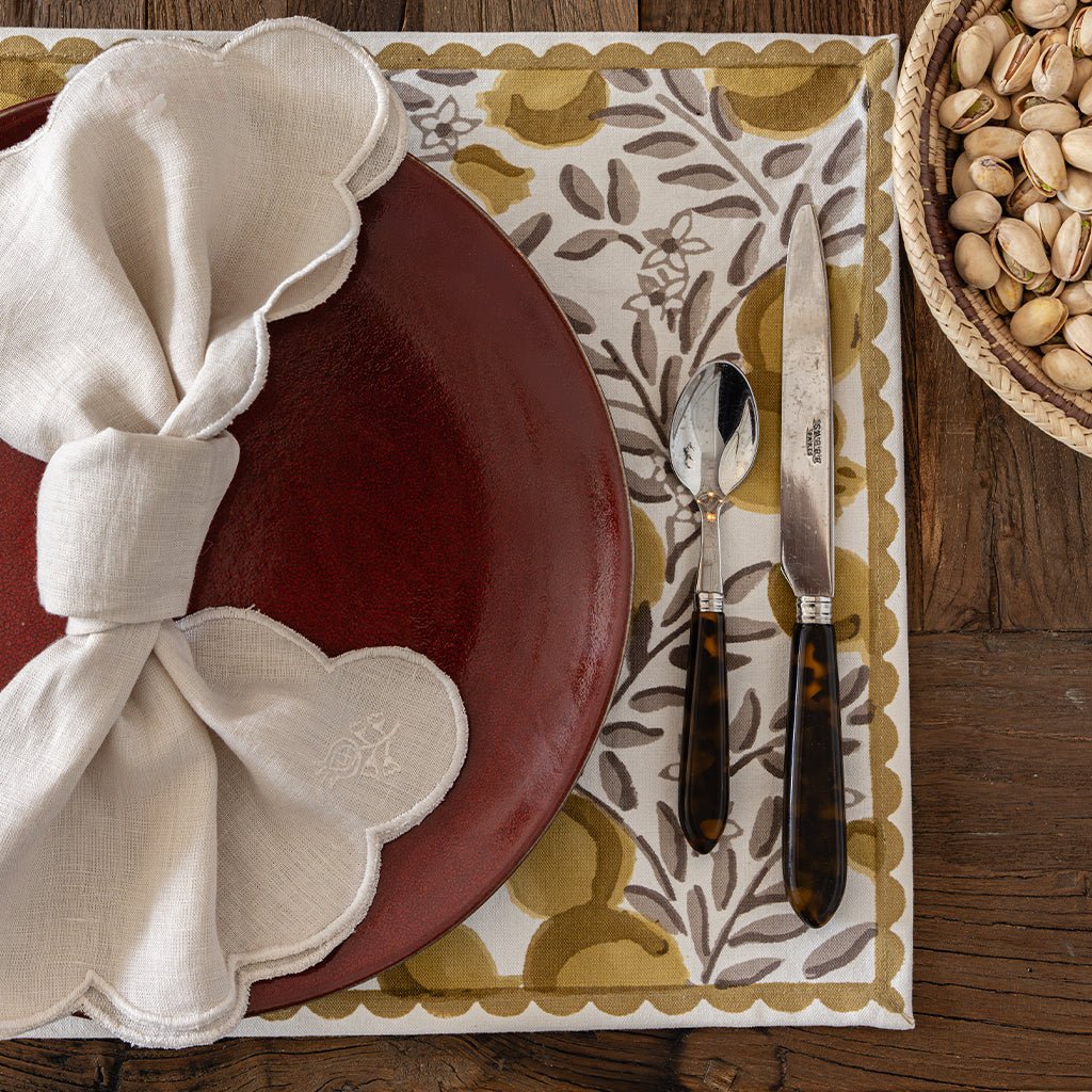 Pomegranate Vine Ochre & Brown Placemat | Set of 4 - Pomegranate