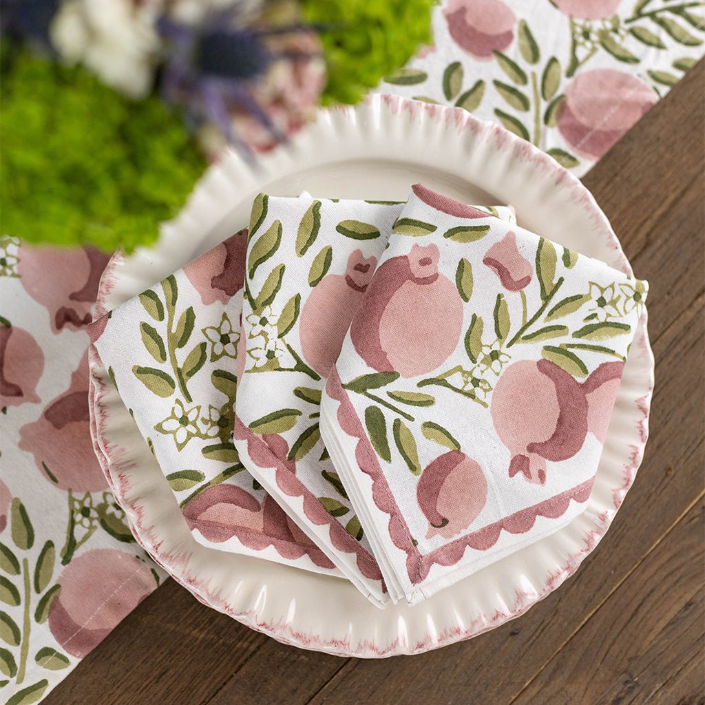 Pomegranate Vine Moss & Mauve Napkin | Set of 4 - Pomegranate