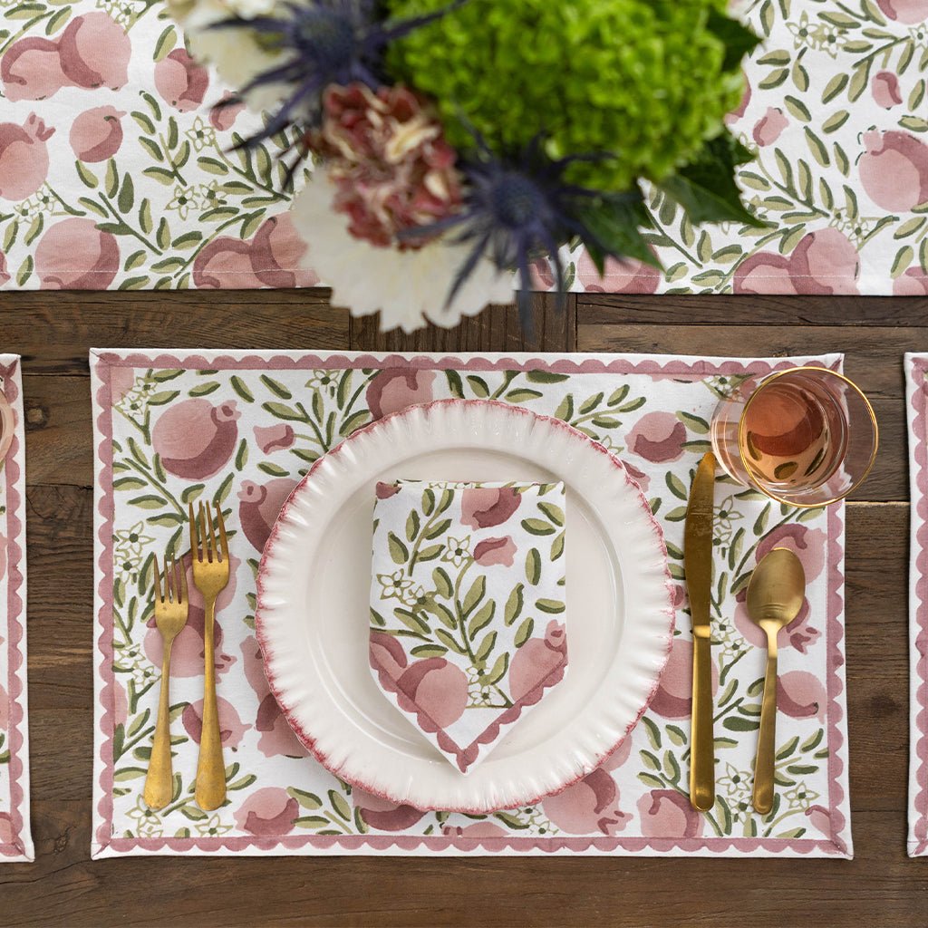 Pomegranate Vine Moss & Mauve Placemat | Set of 4 - Pomegranate