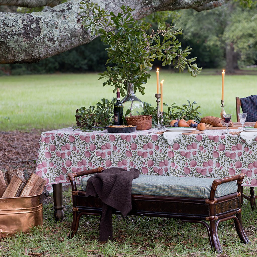 Pomegranate Vine Moss & Mauve Tablecloth - Pomegranate