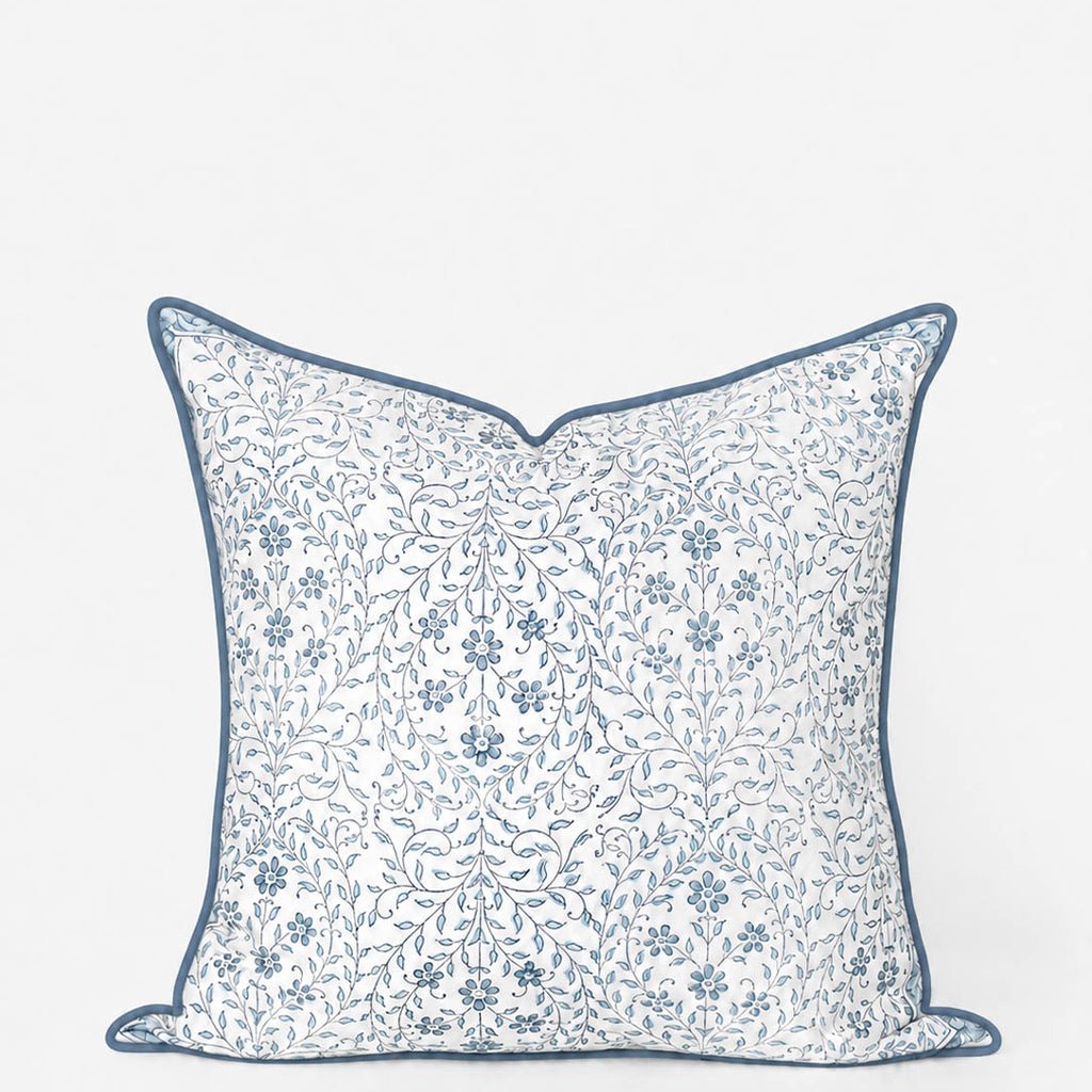 India Hicks Home Queen's Bloom & Kings Lace Dusty Blue Decorative Pillow Cover - Pomegranate