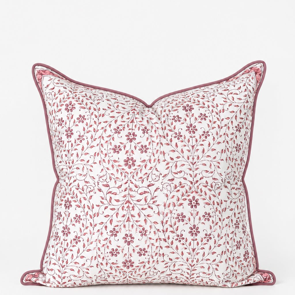 India Hicks Home Queen's Bloom & Kings Lace Dusty Pink Decorative Pillow Cover - Pomegranate