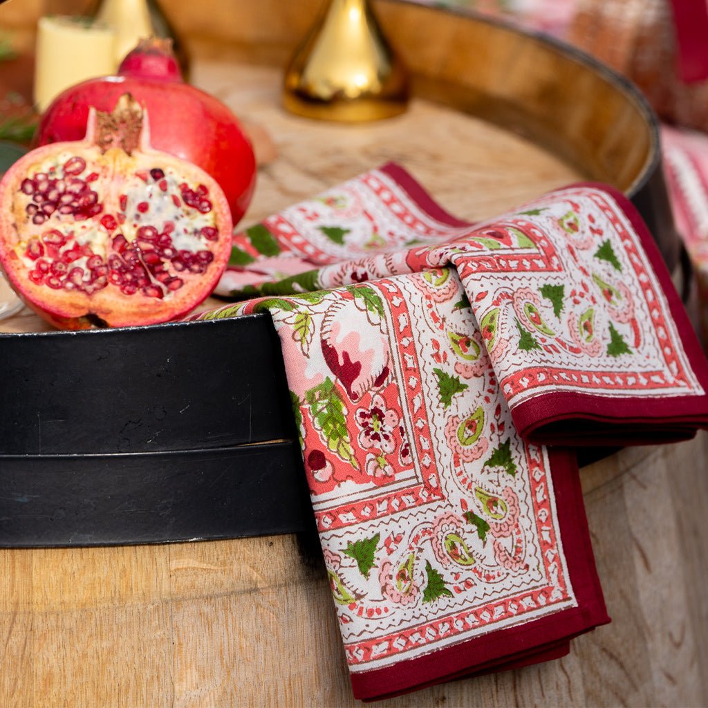 Spice Route Garnet Red Napkin | Set of 4 - Pomegranate
