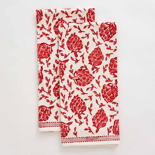 Caroline Red Tea Towel  Set of 2 - Pomegranate Inc.